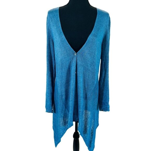 Eileen Fisher 100% Linen Asymetrical Knit Cardigan Lightweight Coastal Travel - Picture 1 of 10